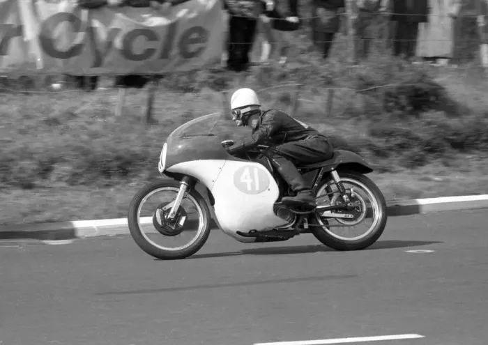 Framed Print : John Honey (AJS) 1963 Junior Manx Grand Prix