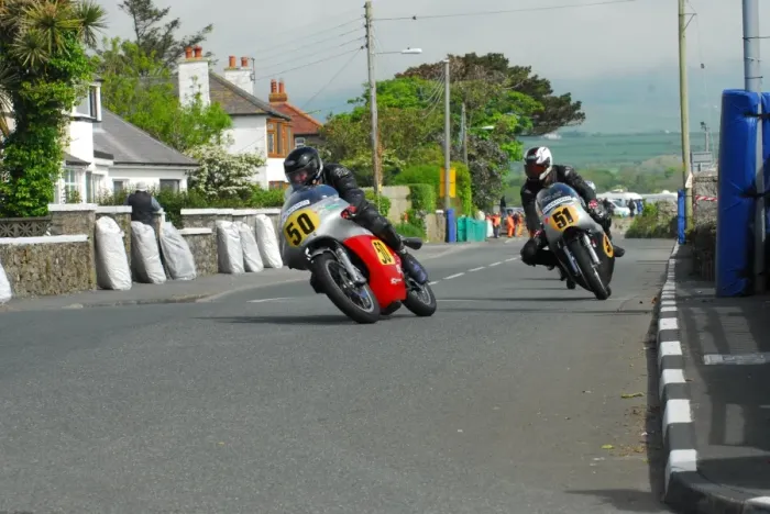 Framed Print : John A Jones (Matchless G50) leads Keith Shannon (Seeley) 2014 Pre TT Classic Framed Print : John A Jones (Matchless G50) leads Keith Shannon (Seeley) 2014 Pre TT Classic