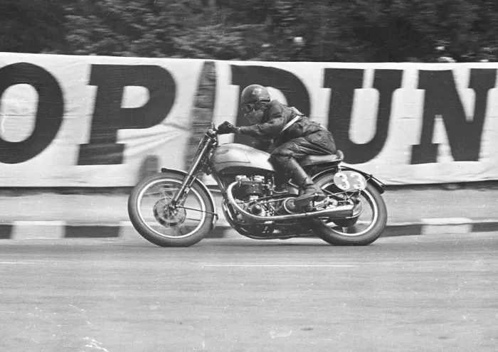 Framed Print : John Simister (Triumph) 1950 Senior TT Framed Print : John Simister (Triumph) 1950 Senior TT