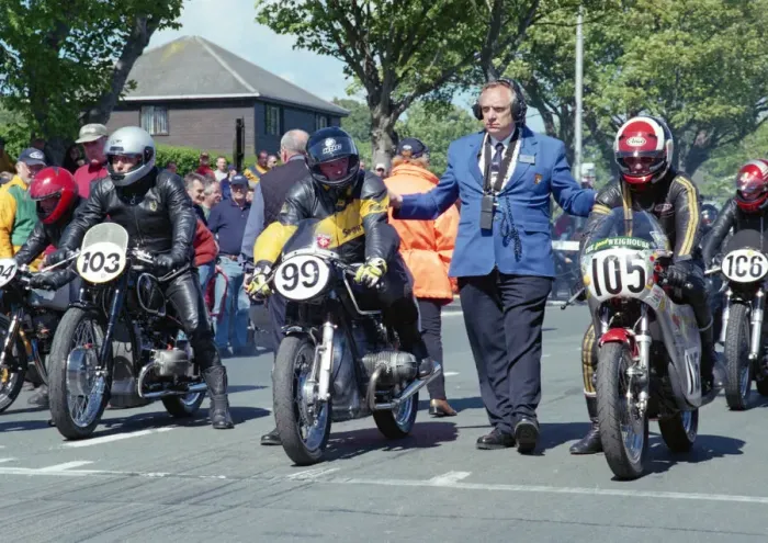 Framed Print : Jurgen Schwarzmann (BMW) and Helmut Lunnemann (BMW) Robert Peck (Honda) 2002 TT Parade Lap Framed Print : Jurgen Schwarzmann (BMW) and Helmut Lunnemann (BMW) Robert Peck (Honda) 2002 TT Parade Lap