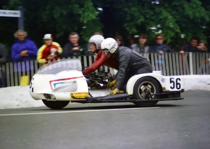 Framed Print : Keith Griffin and Malcolm Sharrocks (SG Weslake) 1977 Sidecar TT