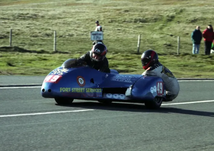 Framed Print : Keith Griffin & Peter Cain (Kawasaki) 1994 Sidecar TT