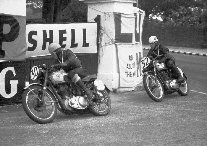 Framed Print : Ken Lindsay (BSA) and Des Fellows (BSA) 1955 Junior Clubman TT Framed Print : Ken Lindsay (BSA) and Des Fellows (BSA) 1955 Junior Clubman TT