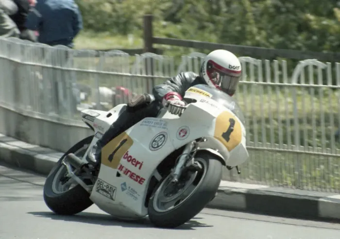Framed Print : Klaus Klein (Suzuki) 1985 Senior TT