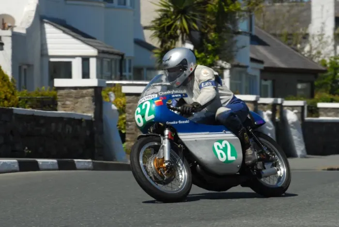 Framed Print : Les Trotter (Suzuki) 2013 Pre TT Classic