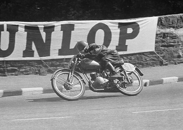 Leslie Caldecutt at Braddan Bridge: 1951 Ultra Lightweight TT