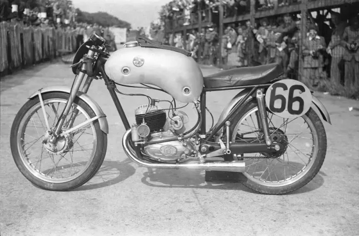 Framed Print : Lionel Frenchs EMC Puch 1952 Ultra Lightweight TT Framed Print : Lionel Frenchs EMC Puch 1952 Ultra Lightweight TT