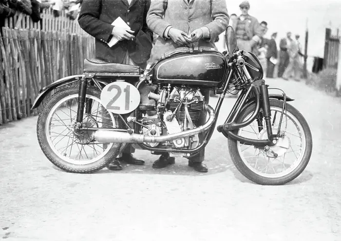 Framed Print : Bill Lomas Earles Velocette at the weigh-in for the 1952 Lightweight TT Framed Print : Bill Lomas Earles Velocette at the weigh-in for the 1952 Lightweight TT
