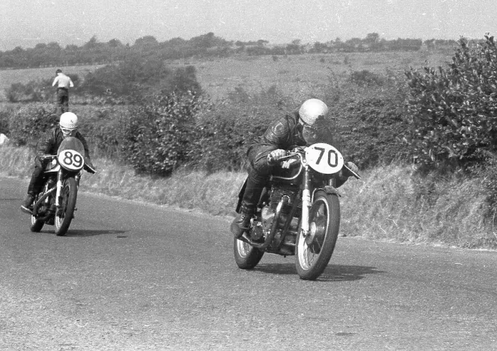 Framed Print : Malcolm Templeton (Matchless) and Brian Duffy (Norton) 1955 Senior Ulster Grand Prix Framed Print : Malcolm Templeton (Matchless) and Brian Duffy (Norton) 1955 Senior Ulster Grand Prix