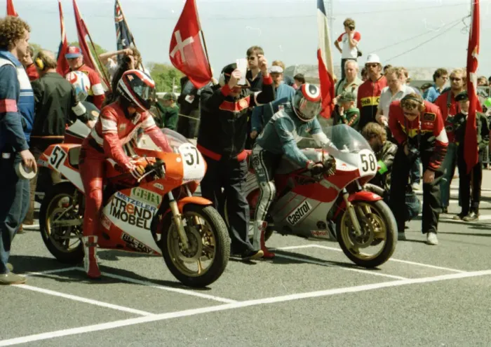 Framed Print : Margret Lingen (Ducati) and Rainer Vossen (Ducati) 1984 Formula One TT Framed Print : Margret Lingen (Ducati) and Rainer Vossen (Ducati) 1984 Formula One TT