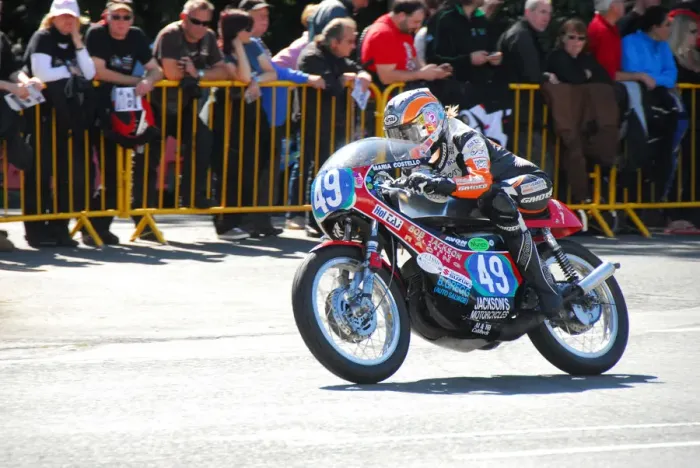 Framed Print : Maria Costello (Suzuki) 2014 350 Classic TT