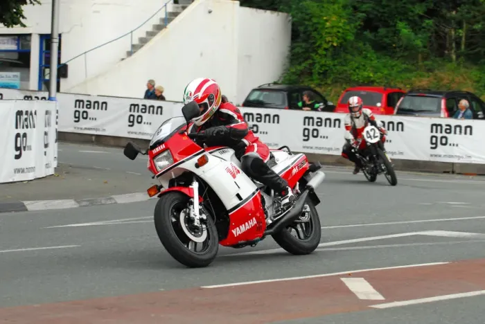 Framed Print : Marie Fletcher (Yamaha) 2013 Classic TT Parade Lap