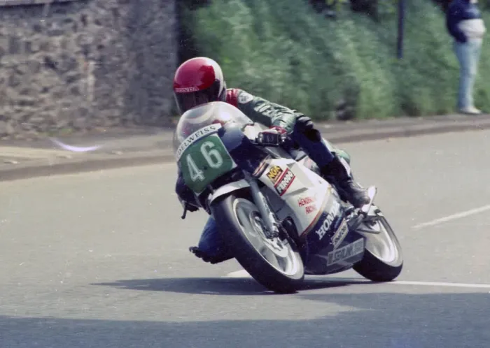 Framed Print : Mark Farmer (Honda) 1986 Production B TT Framed Print : Mark Farmer (Honda) 1986 Production B TT