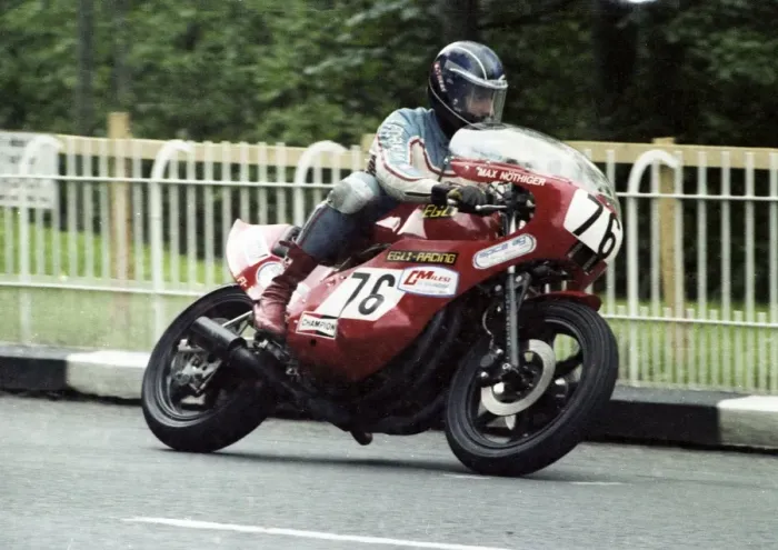 Framed Print : Max Nothinger (Egli Kawasaki) 1980 Classic TT
