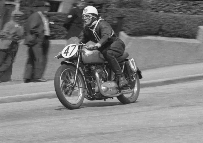Framed Print : Mike Brookes (Triumph) 1954 Clubman Senior TT