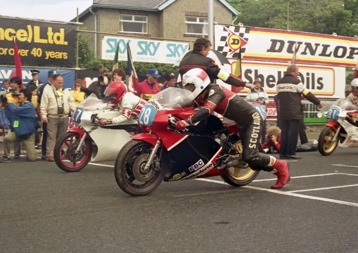 Framed Print : Neil Tuxworth (Armstrong) and Steve Hislop (Armstrong) 1987 Junior TT Framed Print : Neil Tuxworth (Armstrong) and Steve Hislop (Armstrong) 1987 Junior TT
