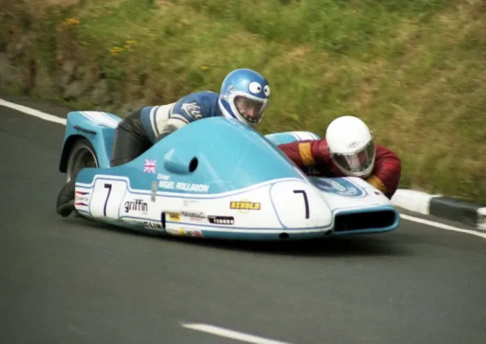 Framed Print : Nigel Rollason & Colin Bairnson (Barton Phoenix) 1984 Sidecar TT