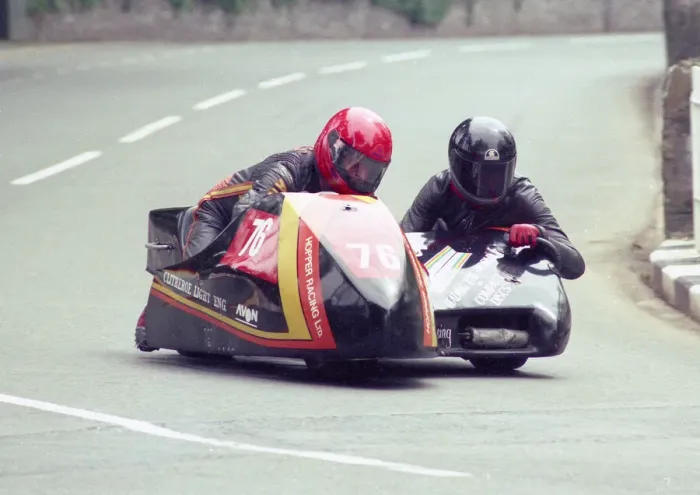 Framed Print : Norman Burgess & Steven Hanson (Armstrong) 1988 Sidecar TT