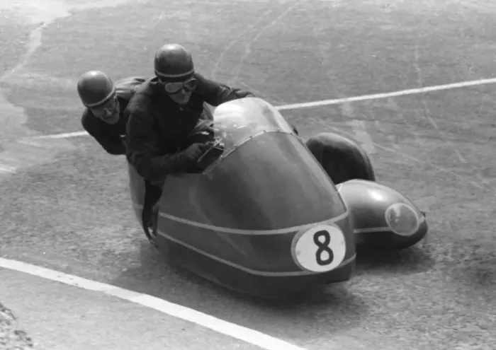 Framed Print : Owen Greenwood & E. Quilibrium (Norton) 1957 Sidecar TT Framed Print : Owen Greenwood & E. Quilibrium (Norton) 1957 Sidecar TT