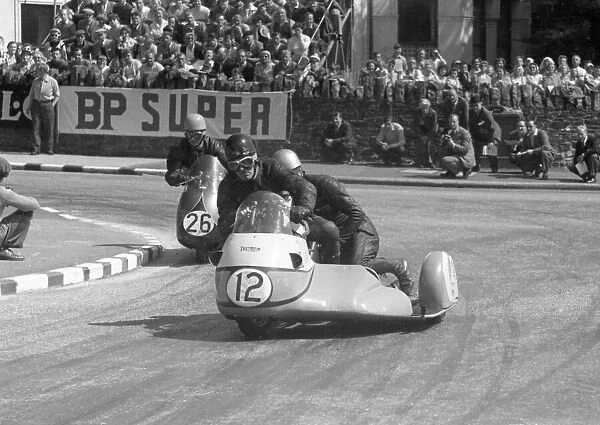 Owen Greenwood & Terry Fairbrother (Triumph) leads Bob Robinson &