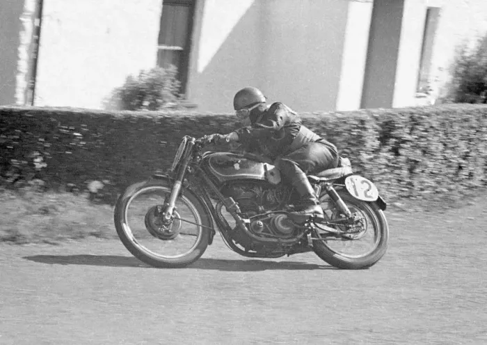 Framed Print : P Moss (AJS) 1951 Senior Manx Grand Prix Framed Print : P Moss (AJS) 1951 Senior Manx Grand Prix