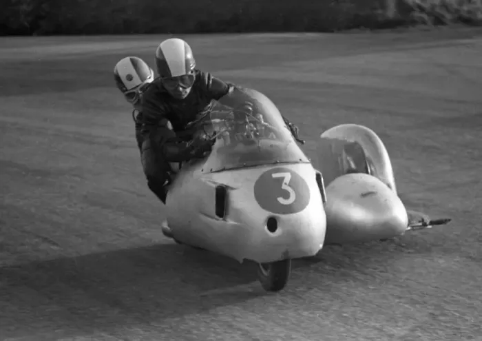 Framed Print : Pat Millard & H G Winter (Norton) 1958 Sidecar TT