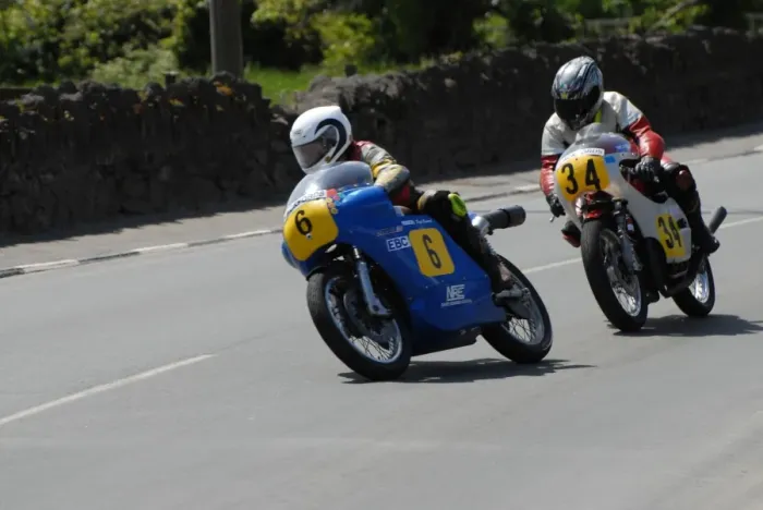 Framed Print : Paul Coward (Nourish Weslake) and Barry Edwards (Honda) 2007 Pre TT Classic Framed Print : Paul Coward (Nourish Weslake) and Barry Edwards (Honda) 2007 Pre TT Classic