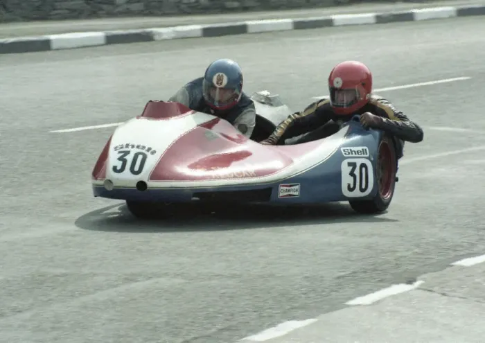 Framed Print : Pete Coney & Colin Stockdale (GIB Yamaha) 1980 Sidecar TT