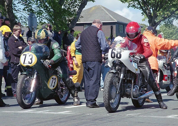 Pete Tyer (G50 Seeley) and Ray Knight (Triumph) 2002 TT Parade Lap