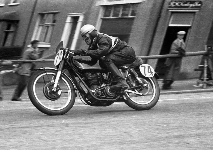 Framed Print : Peter Carr (AJS) 1954 Junior Manx Grand Prix Framed Print : Peter Carr (AJS) 1954 Junior Manx Grand Prix