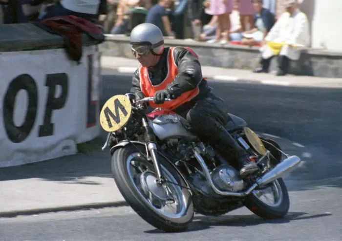 Framed Print : Peter Crebbin (Triumph) Travelling marshal, 1968 Senior TT Framed Print : Peter Crebbin (Triumph) Travelling marshal, 1968 Senior TT