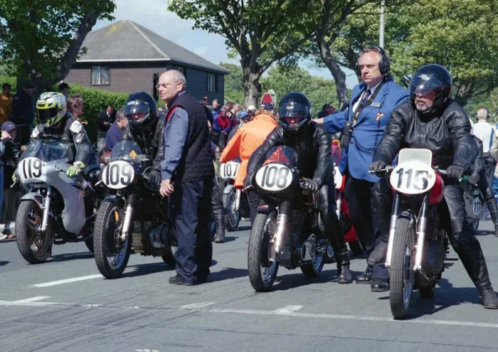 Framed Print : Peter Marriott (AJS) and Eric Downey (AJS) Bruno Valgrande (Gilera) 2002 TT Parade Lap Framed Print : Peter Marriott (AJS) and Eric Downey (AJS) Bruno Valgrande (Gilera) 2002 TT Parade Lap