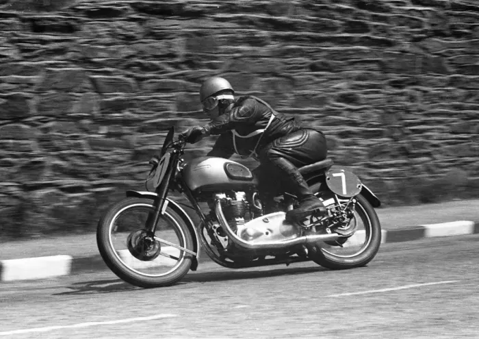 Framed Print : Peter Pooley (Triumph) 1953 Senior Clubman TT Framed Print : Peter Pooley (Triumph) 1953 Senior Clubman TT