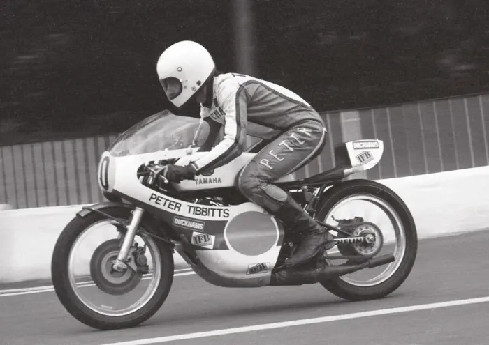 Framed Print : Peter Tibbitts (Yamaha) 1977 Senior TT practice