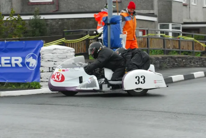 Framed Print : Phil Biggadyke & Hayley Jayne Capewell (AHP Triumph) 2013 Pre TT Classic
