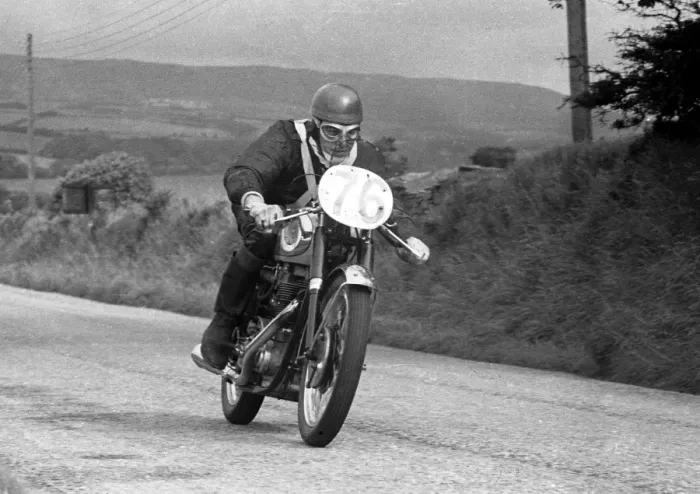 Framed Print : Phil Palmer (AJS) 1954 Junior Manx Grand Prix