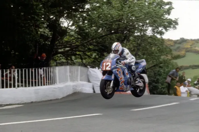 Framed Print : Phillip McCallen flies Ballaugh Bridge: 1996 Production TT Framed Print : Phillip McCallen flies Ballaugh Bridge: 1996 Production TT
