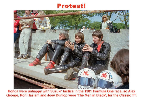 Protest. Honda were unhappy with Suzuki tactics in the 1981 Formula One race