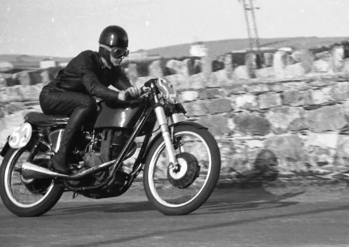 Framed Print : R Johnson (AJS) 1959 Southern 100