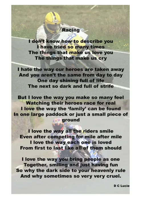 Framed Print : Racing. A poem from Dave Clucas Framed Print : Racing. A poem from Dave Clucas