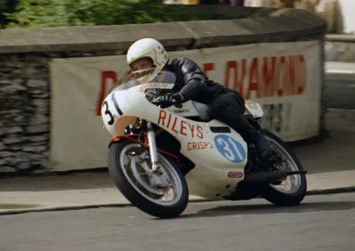 Framed Print : Rick Burrows (Yamaha) 1974 Junior Manx Grand Prix Framed Print : Rick Burrows (Yamaha) 1974 Junior Manx Grand Prix