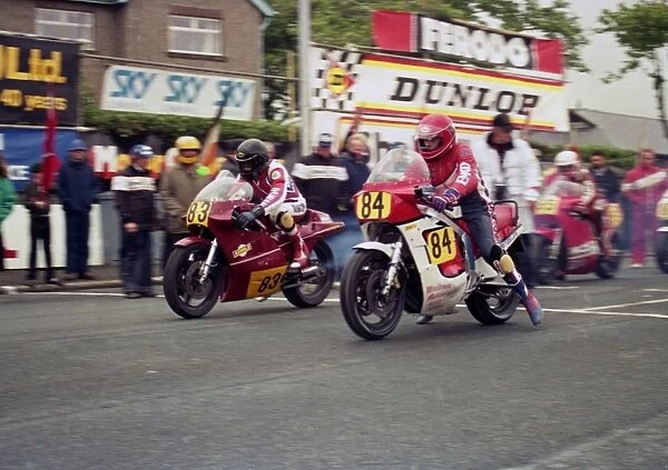 Ricky McMillan (Honda) and Dave Madsen-Mygdal (Suzuki) 1987 Senior TT