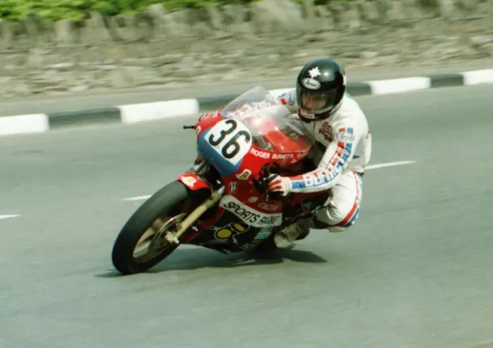 Framed Print : Roger Burnett (Ducati-Cagiva) 1984 Formula One TT