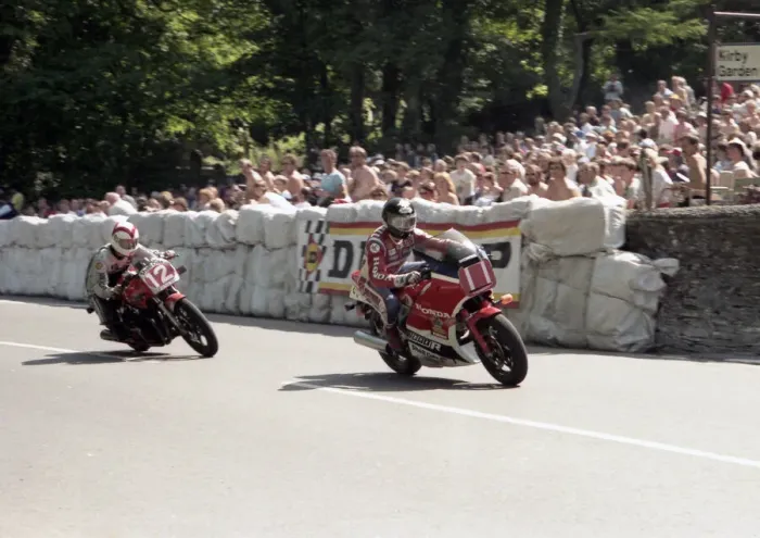 Framed Print : Roger Marshall (Honda) and Tony Matthews (Suzuki) 1984 Production TT Framed Print : Roger Marshall (Honda) and Tony Matthews (Suzuki) 1984 Production TT