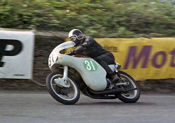 Roy Boughey (Ariel) leaving Sulby Bridge, 1966 Lightweight TT