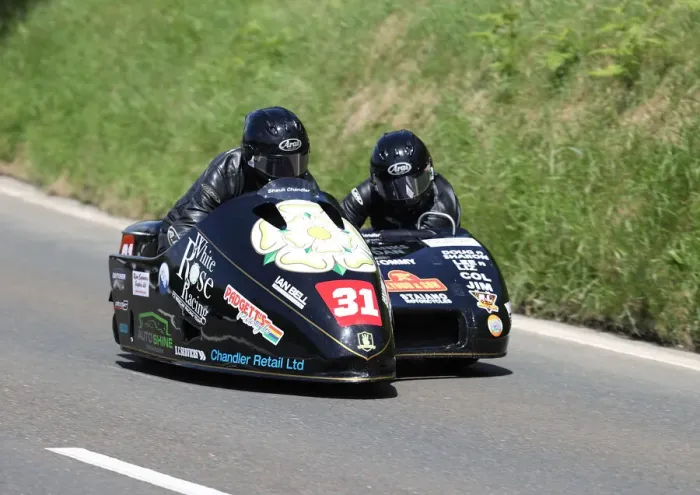 Framed Print : Shaun Chandler & Ben Chandler (Honda Baker) 2022 Sidecar TT