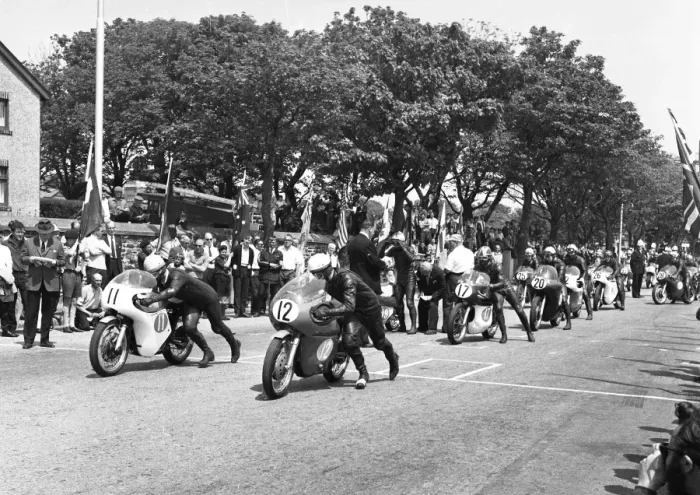 Framed Print : Bill Smith (AJS) and Malcolm Uphill (AJS) 1967 Junior TT