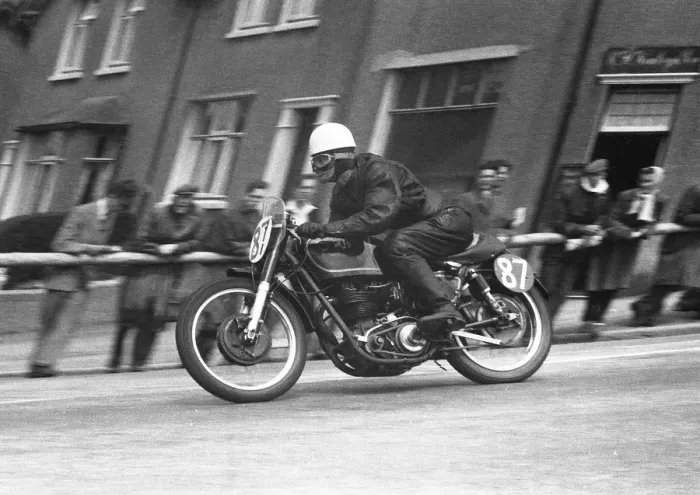Framed Print : Stan Cameron (AJS) 1956 Senior TT