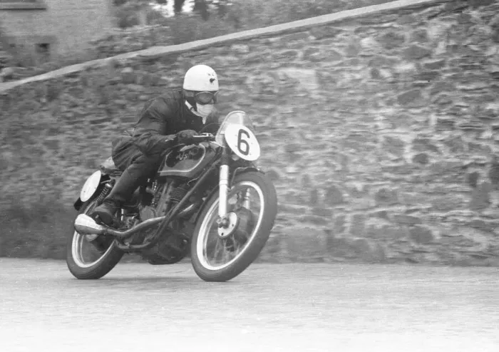 Framed Print : Stan Cameron (AJS) 1957 Junior TT Framed Print : Stan Cameron (AJS) 1957 Junior TT