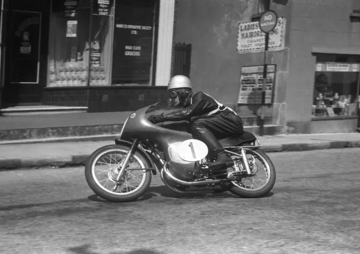 Framed Print : Stan Fairchild (Montesa) at the Manx Arms: 1958 Ultra Lightweight TT Framed Print : Stan Fairchild (Montesa) at the Manx Arms: 1958 Ultra Lightweight TT